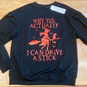 NWT Halloween Witch Shirt - YES I CAN DRIVE A STICK